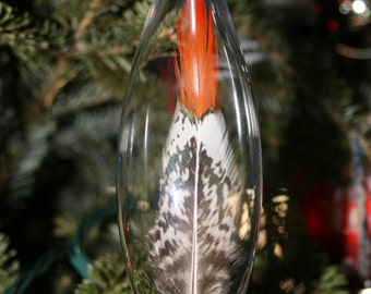 Hand Blown Glass Ornament - Christmas Ornament - Feather - Special Gift