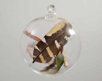 Hand Blown Glass Christmas Ornament -  Handblown Feather Ornament - Meaningful Holiday Gift