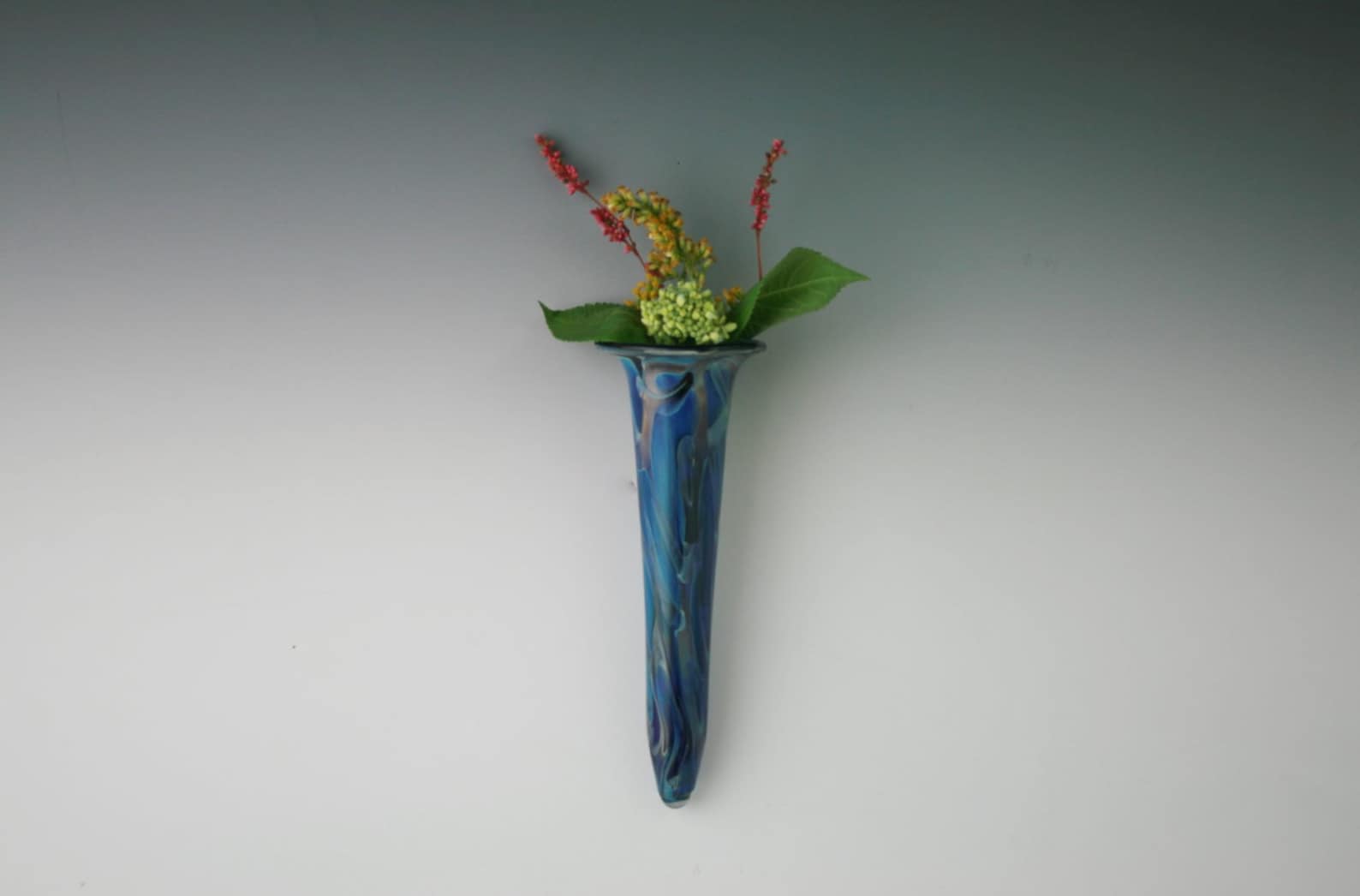 Wall Vase Hand Blown Glass Wall Pocket Lampwork Bud Vase Boro Wall