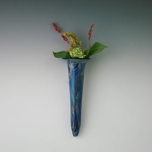 Wall Vase - Hand Blown Glass Wall Pocket- Lampwork Bud Vase- Boro Wall Planter- Hanging Vase - Wall Sconce