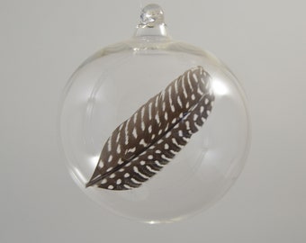 Hand Blown Glass Christmas Ornament -  Handblown Feather Ornament - Meaningful Holiday Gift