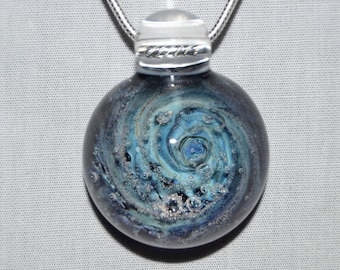 Cremation Memorial Jewelry - Hand Blown Glass Cremation Pendant Necklace - Pet Loss - Ashes in Glass