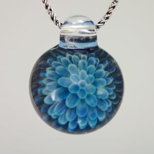 Heady Glass Pendant Necklace - Trippy Glass Pendant - Lampwork Pendant - Hand Blown Glass Jewelry - Boro Pendant - Blue Implosion
