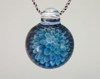Heady Glass Pendant Necklace - Trippy Glass Pendant - Lampwork Pendant - Hand Blown Glass Jewelry - Boro Pendant - Blue Implosion