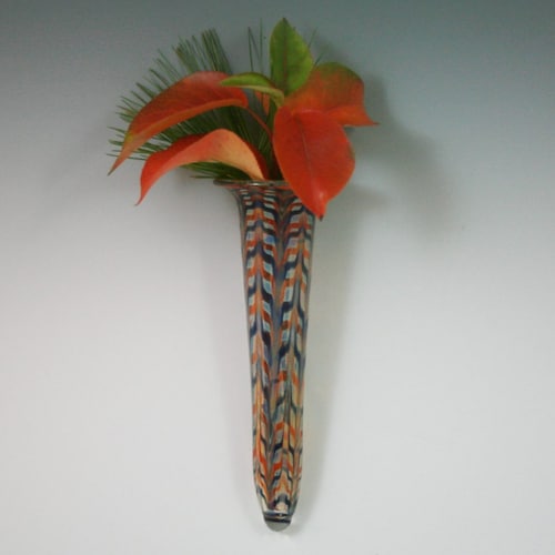 Wall Vase Hand Blown Glass Wall Pocket Lampwork Bud Vase Etsy