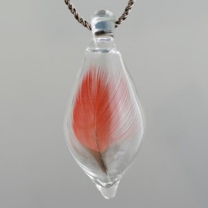 Boro Pendant Blown Glass Feather Pendant Handmade Glass Bird Jewelry image 1