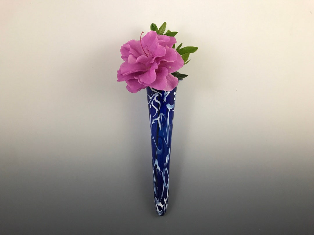 Blown Glass Wall Vase Hand Blown Wall Pocket Lampwork Glass Bud Vase
