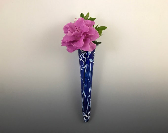 Blown Glass Wall Vase Hand Blown Wall Pocket Lampwork Glass Bud Vase