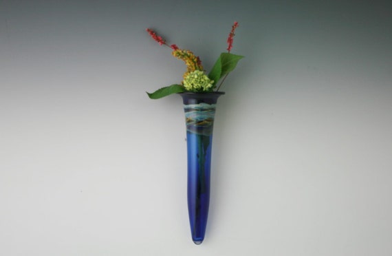 Hanging Vase Glass Wall Vase Blown Glass Wall Pocket Etsy