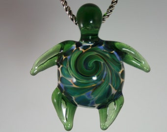 Lampwork Pendant - Blown Glass Sea Turtle Jewelry - Hand Blown Necklace - Kyle Keeler