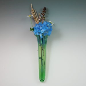 Glass Hanging Vase - Wall Hung Vase- Glass Wall Pocket- Hand Blown Glass Sconce- Lampwork Boro - Mother&#39;s Day Gift
