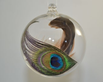 Christmas Ornament Handblown Glass Feather Ornament