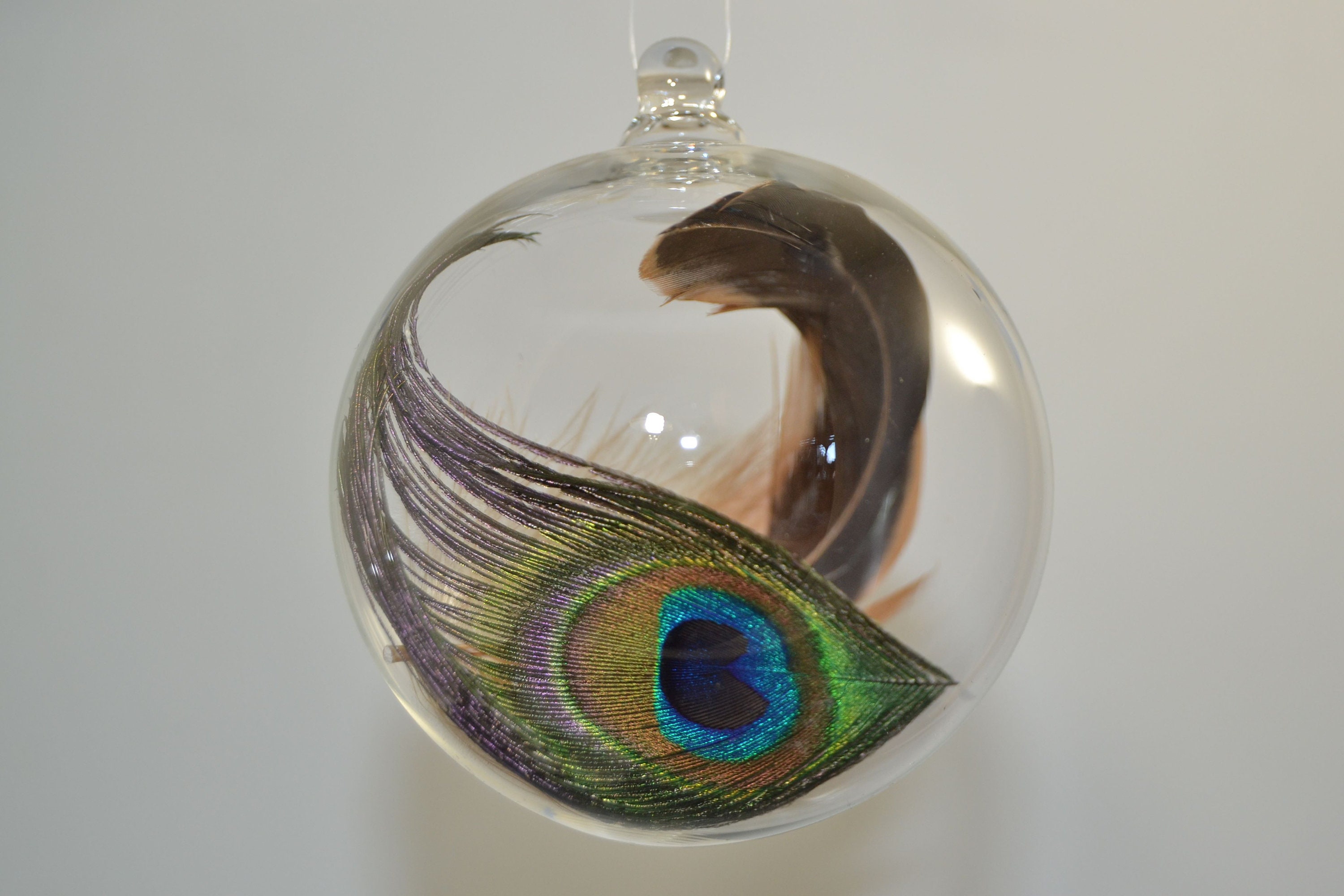 Ornement de Noël Ornement Handblown Plume en Verre