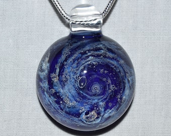 Cremation Memorial Jewelry - Hand Blown Glass Cremation Pendant Necklace - Pet Loss - Ashes in Glass