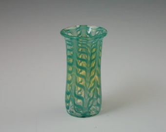 Hand Blown Glass Bud Vase – Turquoise Raked Glass Design