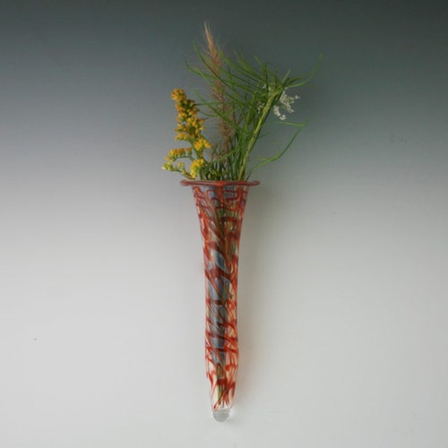 Hand Blown Glass Wall Vase Wall Pocket Glass Wall Art Etsy