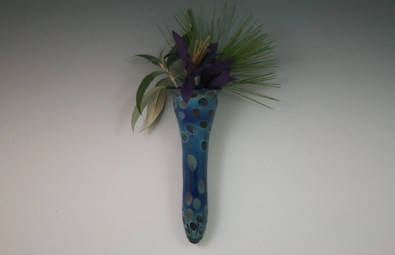 Glass Wall Vase Hand Blown Glass Wall Pocket Lampwork Wall Etsy