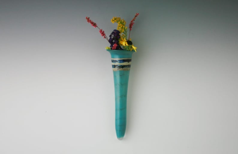 Wall Vase Handblown Glass Wall Pocket Bud Vase Hanging Etsy