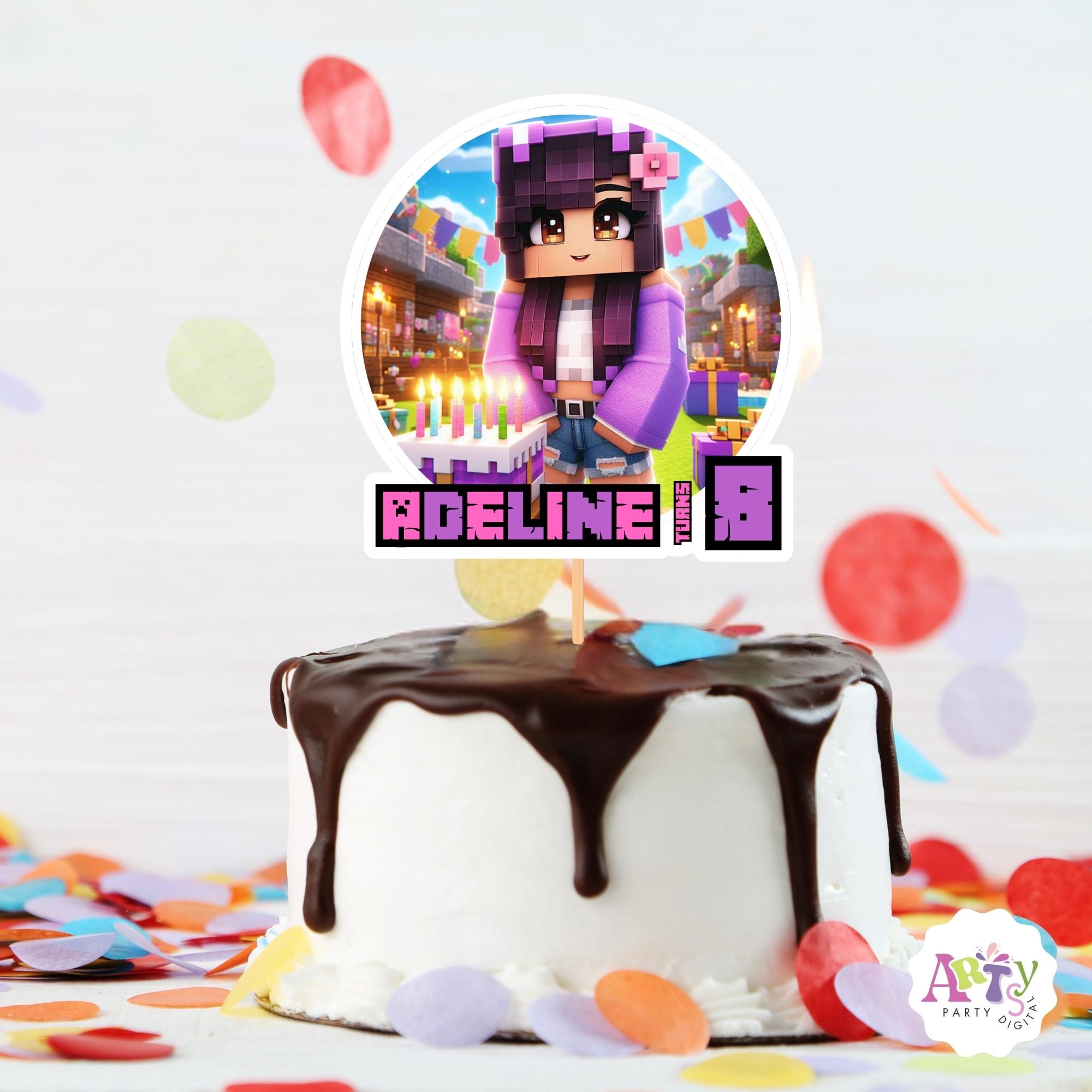 Girl Minecraft Editable Cake Topper