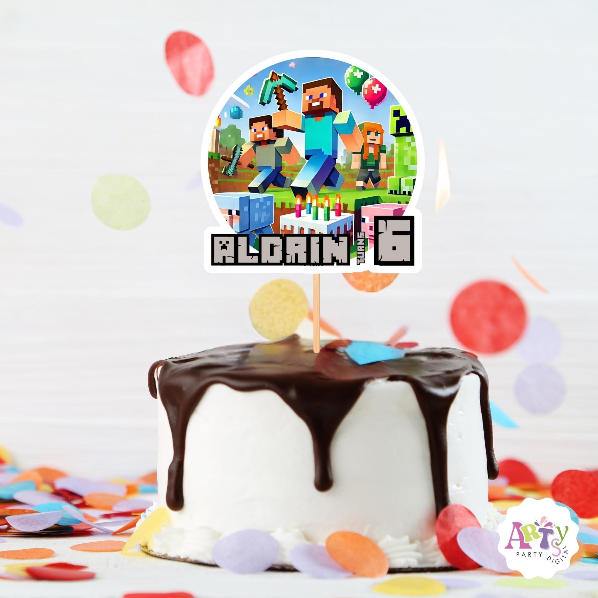 Editable Minecraft Birthday Cake Topper Template