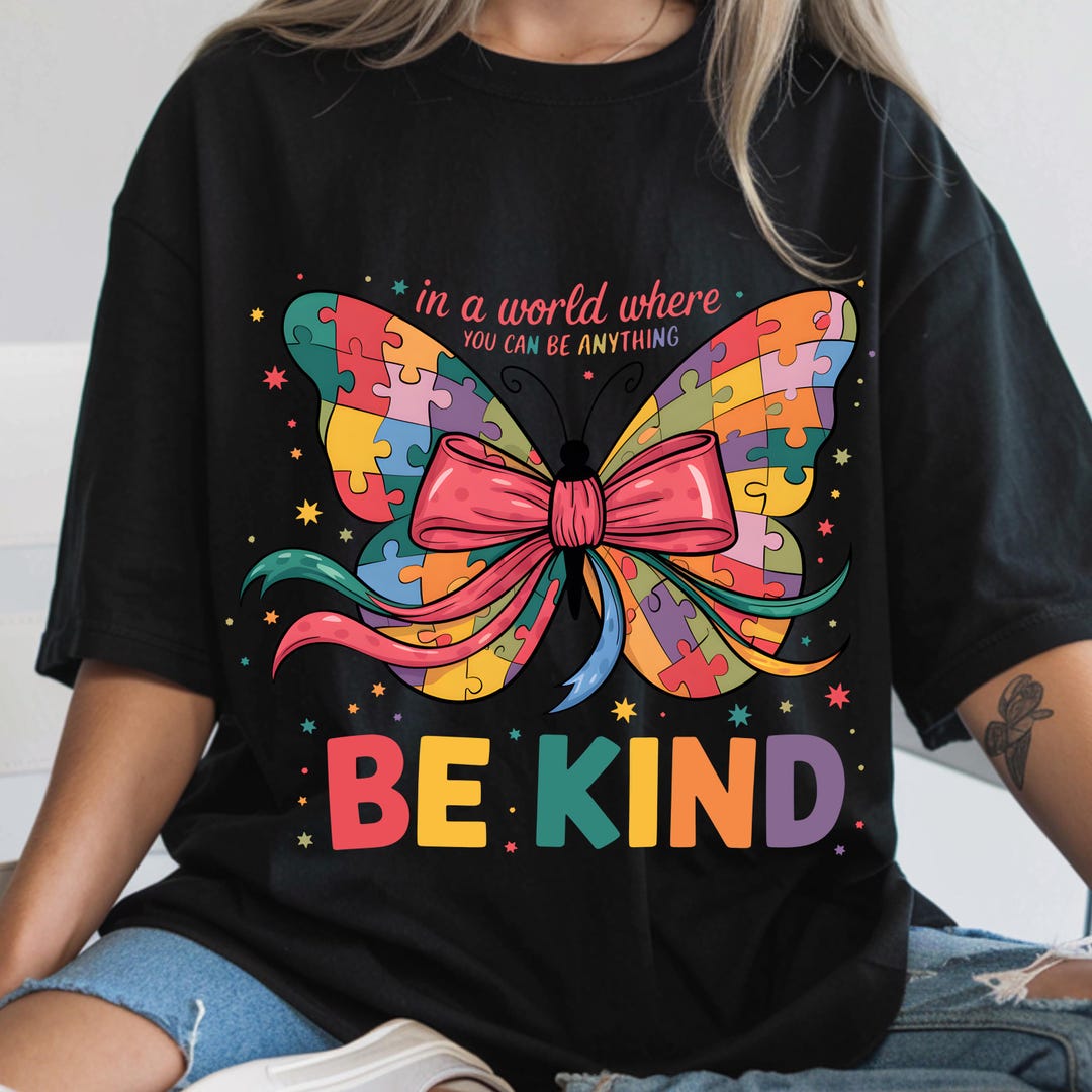 Autism Awareness Butterfly Sublimation Design | Be Kind Puzzle Piece ...