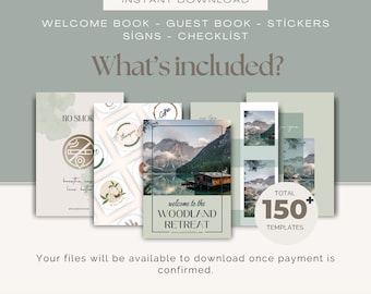 AirBnB Welcome Books Bundle, Printable & Editable Templates, Rental Guide, Guest Book, Printable Stickers, AirBnB Signs, Checklist
