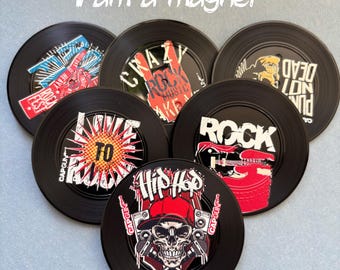 Rock & Hip Hop Vinyl Record Magnets, Retro Music Lover Gift Set