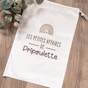 Sac en coton personnalisé “Les petites affaires de…” • Coton & cordons solides • Pour animaux, enfants, week-end ou cadeau original