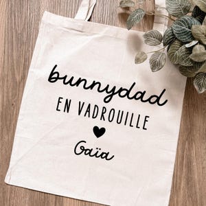 Tote bag personnalisé "BunnyDad en vadrouille" • Prénom + icône au choix • Cadeau pour la Fête des Pères ou anniversaire d'un papa lapin