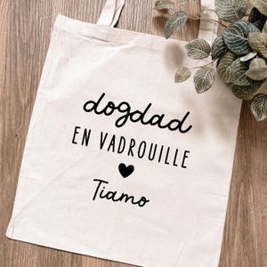 Tote bag personnalisé "DogDad en vadrouille" • Prénom + icône au choix • Cadeau pour la Fête des Pères ou anniversaire d'un papa chien