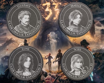Clair Obscur: Expedition 33 Engraved Slate Coasters - Gaming Gift