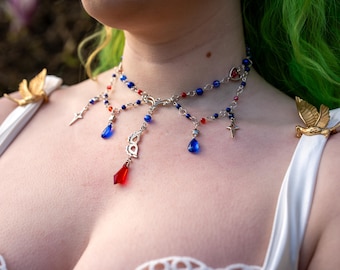 Collar inspirado en el Mago Azul de Final Fantasy XIV / Joyería del Guerrero de la Luz / Regalo de fantasía para MMO RPG