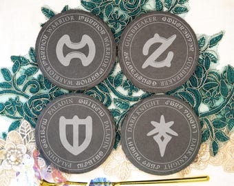 Posavasos de pizarra de Final Fantasy XIV – Iconos de clases – Regalo de juego grabado