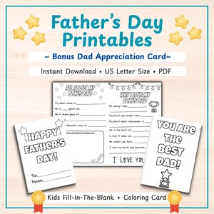 REGALO PER LA FESTA DEL PAPÀ / Tutto sul mio papà bonus stampabile - Biglietto per la festa del papà per il patrigno - Attività per bambini, da colorare e riempire