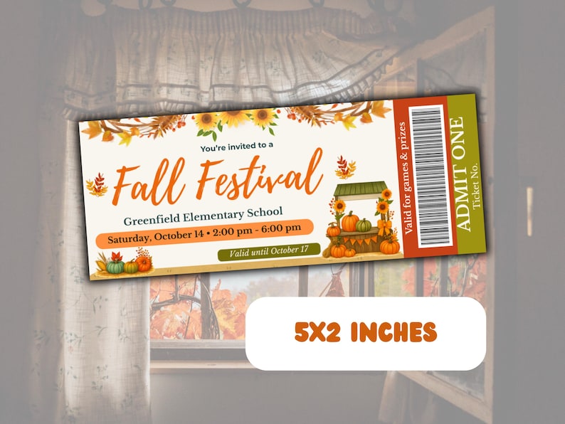 Editable Fall Festival Ticket Template: Printable Harvest Party Pass ...