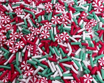 Christmas Candy Swirls Polymer Clay Slices: Nail Art, Resin crafts (Non-Edibles)