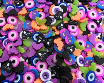 Spooky Evil Eye Mix Polymer clay slices: Nail Art, Resin Craft (Non-Edible)