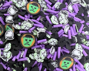 Purple Monster Mash Polymer Clay Slices: Halloween Nail Art Sprinkles (NON-EDIBLE)
