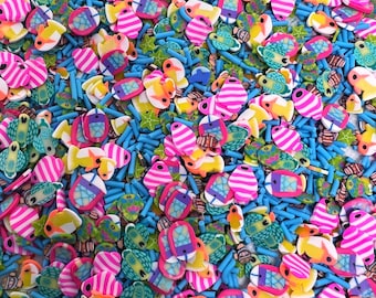 Tropical Aquarium Mix Polymer Clay Slices: Nail art, Resin crafts (Non-Edible)