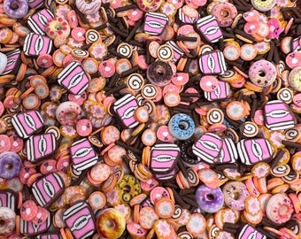 Coffee & Donuts Polymer Clay Slices: Resin Art Nail Decoration