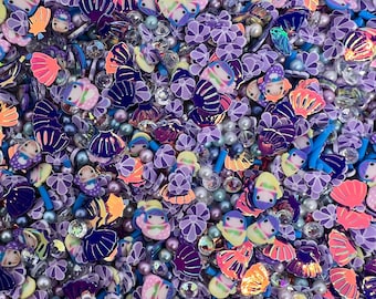 Under the Purple Sea Mix Polymer Clay Slices: Nail Art, Resin Craft (Non-Edible)