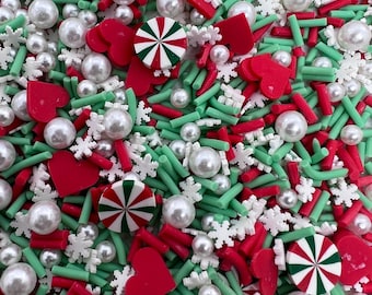 Christmas Candy Swirls & Pearls Polymer Clay Slices: Nail Art, Resin crafts (Non-Edible)