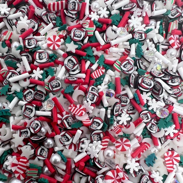 Christmas Elf who's on the shelf Magic Mix snowflake stocking Nail Resin Art Fimo Polymer Clay Slices *NON-EDIBLE sprinkles*