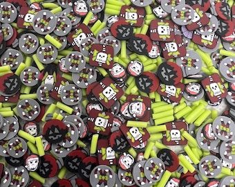 Creepmas Time 2 Polymer Clay Slices: Skull Nail Art, Resin crafts (Non-Edible)