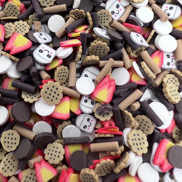 Fall Smores Galore Mix Chocolate & Marshmellow Nail Resin Art Fimo Polymer Clay Slices *NON-EDIBLE sprinkles*
