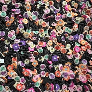 Limited Edition* Dia de los Muertos, Day of the Dead Nail Resin Lip gloss cuticle oil Fimo Polymer Clay Slices Mix *NON-edible sprinkles*
