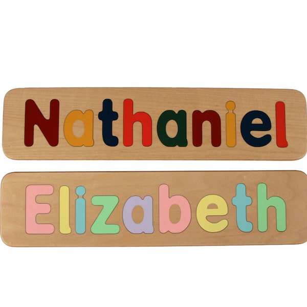 Name Puzzle - Personalized - Made in USA - Raised Letters - Wooden - Educational - First Birthday - Mixed Case Letters  - Toddlers Puzzle