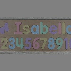 Name Puzzle with Numbers Personalized Birthday or Christmas Gift Raised Letters Kids Wood Name Mixed Case Letters Made In USA image 4