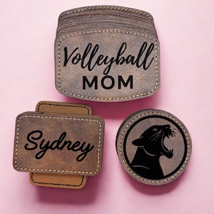 Laser Engraved Faux Leather Mascot Patch: Custom Corporate Swag (3x2&quot;)