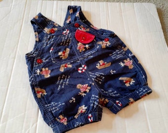 Sale Vintage Baby BELUGA Newborn SUNSUIT Shortalls Romper Patriotic Baby Boy  3-6m months bears,boats